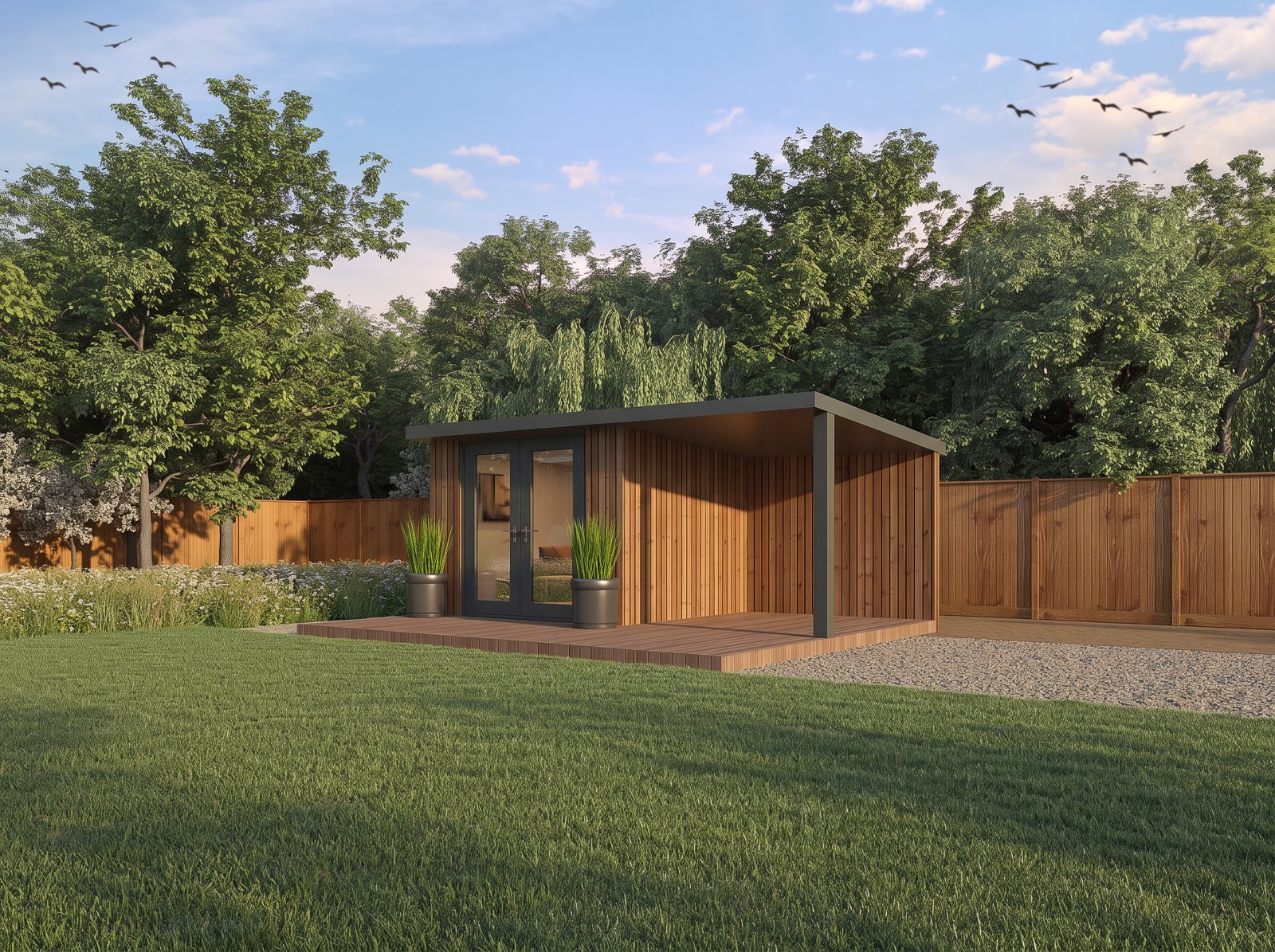 Garden room plan 3m x 3m Open Corner