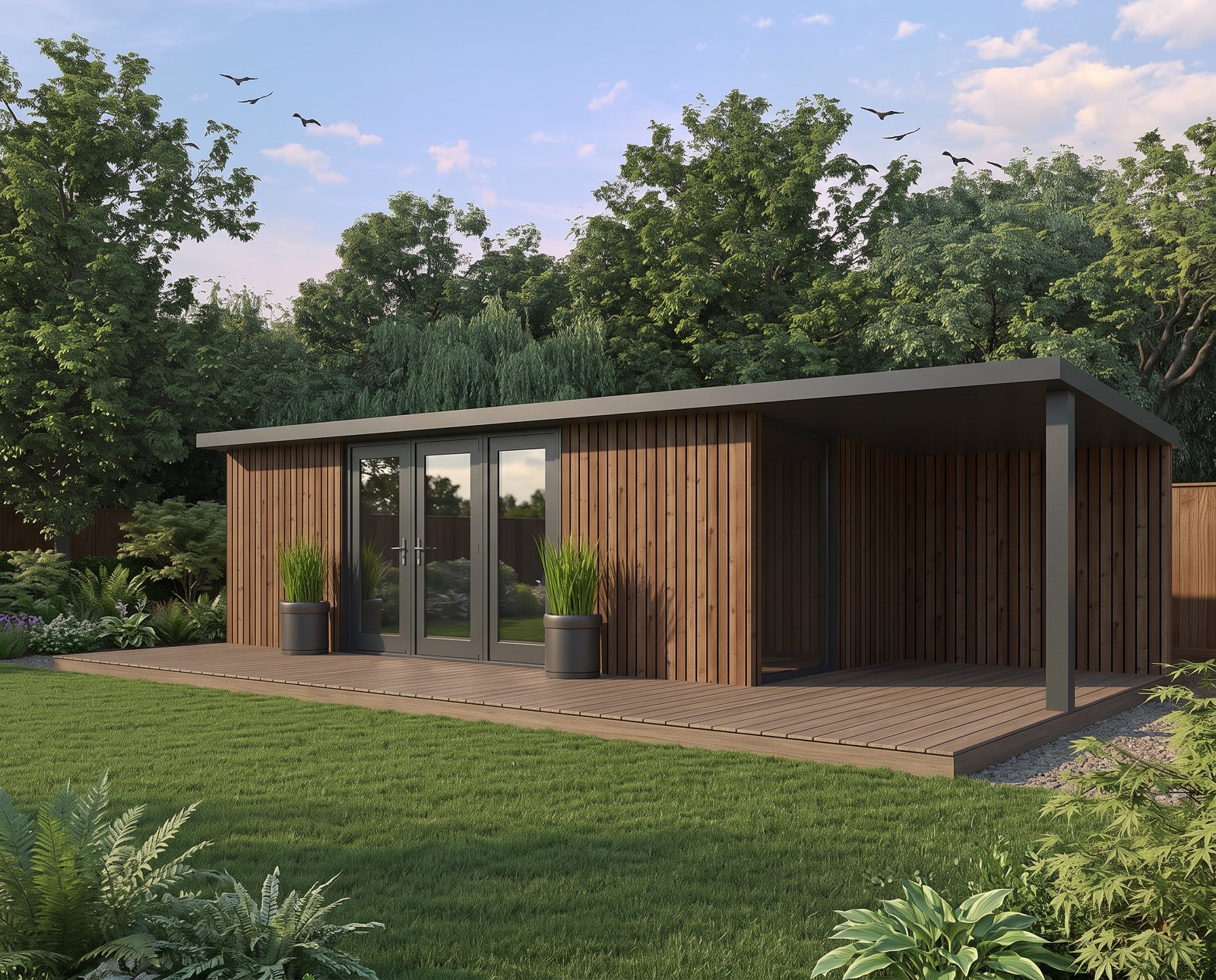 Garden room plan 7m x 3m Open Corner