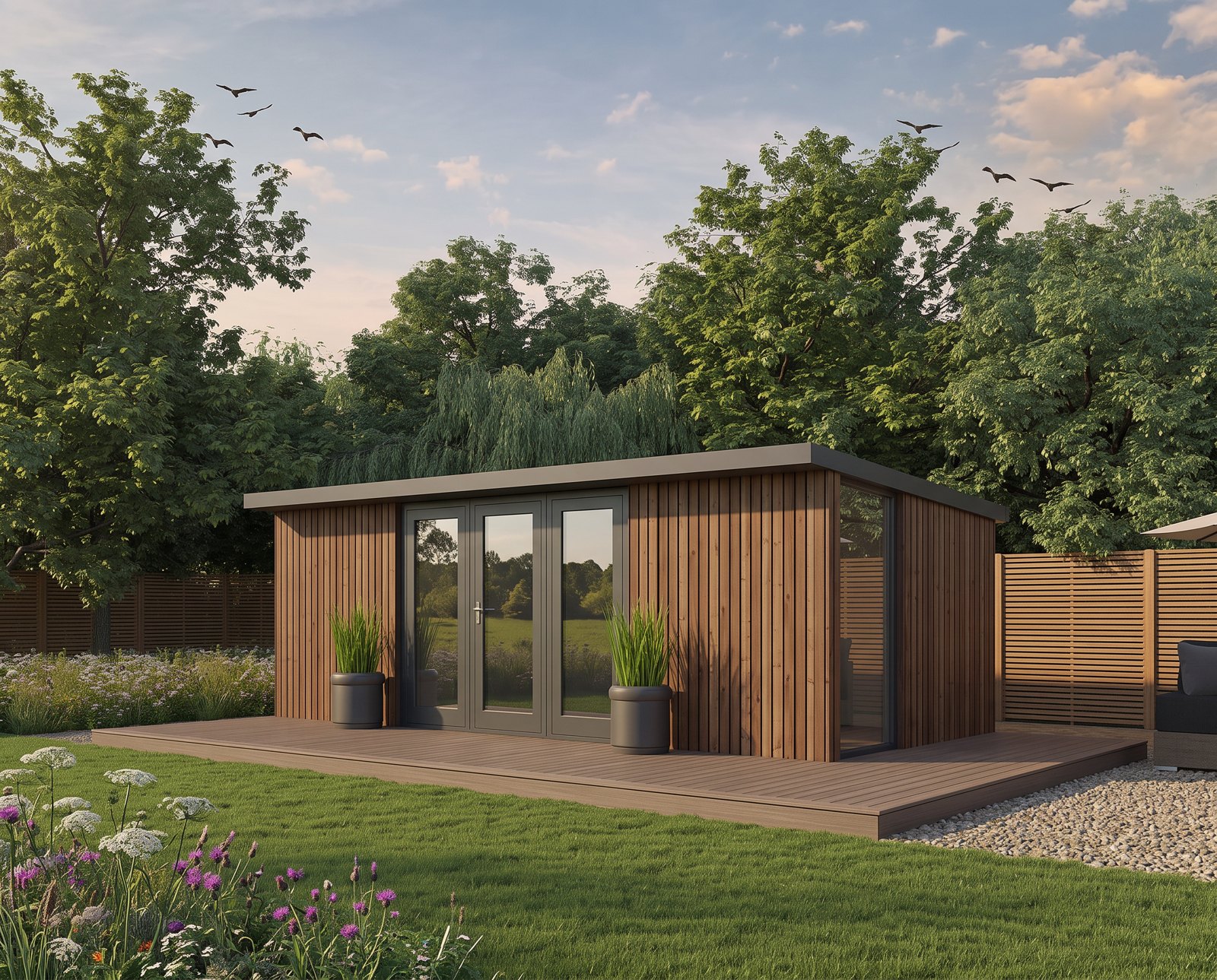 Garden room plan 7m x 3m Enclosed Corner