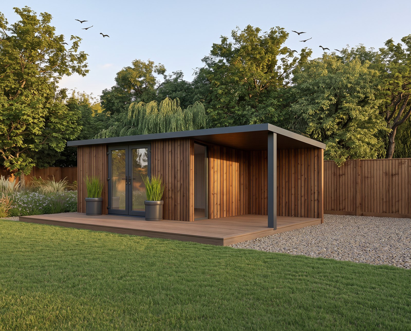 Garden room plan 5m x 3m Open Corner